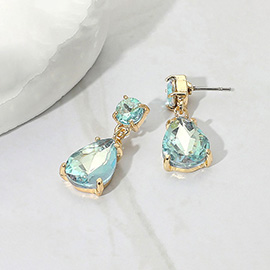 Teardrop Stone Cluster Dangle Earrings