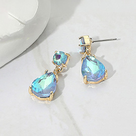Teardrop Stone Cluster Dangle Earrings