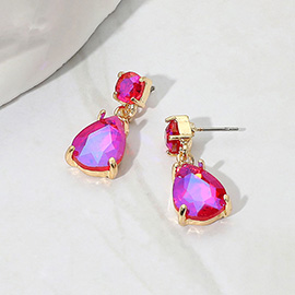 Teardrop Stone Cluster Dangle Earrings
