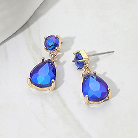 Teardrop Stone Cluster Dangle Earrings