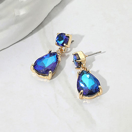 Teardrop Stone Cluster Dangle Earrings