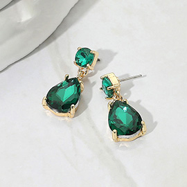 Teardrop Stone Cluster Dangle Earrings