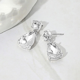 Teardrop Stone Cluster Dangle Earrings