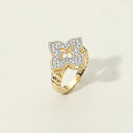 CZ Stone Paved Clover Ring