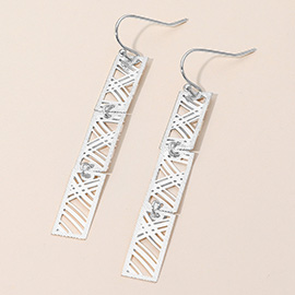 Geometric Rectangle Cutout Bar Link Drop Earrings