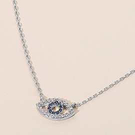 Stone Paved Evil Eye Pendant Necklace