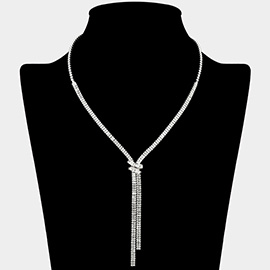 Baguette CZ Stone Y Shaped Drop Necklace