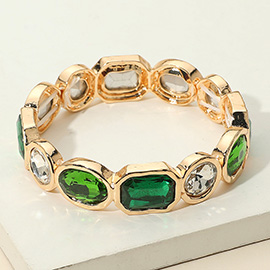 Oval Emerald Cut Stone Accented Stretch Bracelet