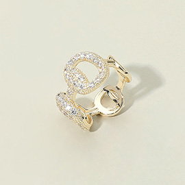 CZ Stone Paved Open Ring Band Ring