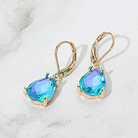 Teardrop Glass Stone Drop Dangle Earrings