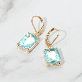 Rectangular Glass Stone Drop Dangle Earrings