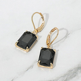 Rectangular Glass Stone Drop Dangle Earrings