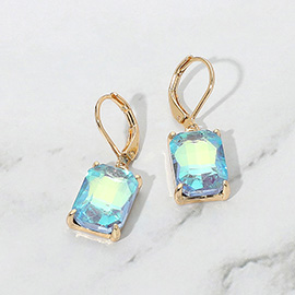 Rectangular Glass Stone Drop Dangle Earrings
