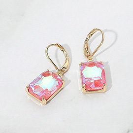 Rectangular Glass Stone Drop Dangle Earrings