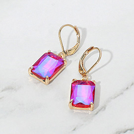 Rectangular Glass Stone Drop Dangle Earrings