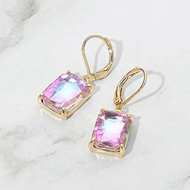 Rectangular Glass Stone Drop Dangle Earrings