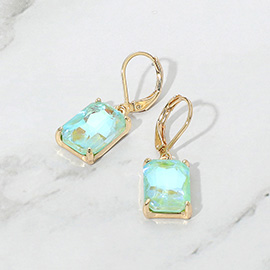 Rectangular Glass Stone Drop Dangle Earrings