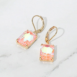 Rectangular Glass Stone Drop Dangle Earrings