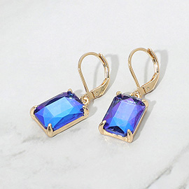 Rectangular Glass Stone Drop Dangle Earrings