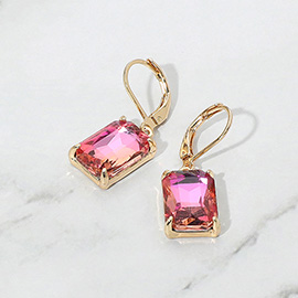 Rectangular Glass Stone Drop Dangle Earrings