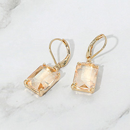 Rectangular Glass Stone Drop Dangle Earrings