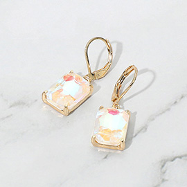 Rectangular Glass Stone Drop Dangle Earrings
