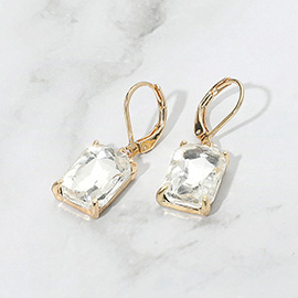 Rectangular Glass Stone Drop Dangle Earrings