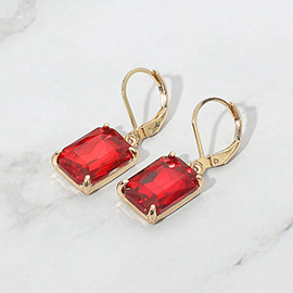 Rectangular Glass Stone Drop Dangle Earrings