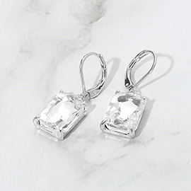 Rectangular Glass Stone Drop Dangle Earrings