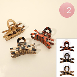 12PCS - Leopard Pattern Crisscross Bow Hair Claw Clips