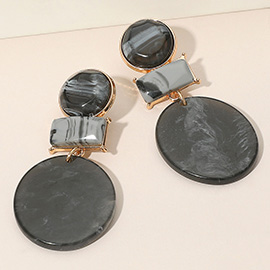 Marbled Resin Geometric Disd Drop Statement Earrings