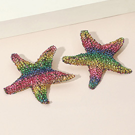 Bold Rhinestone Paved Starfish Earrings