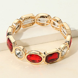 Oval Emerald Cut Stone Accented Stretch Bracelet