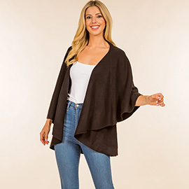 Open Front Solid Wrap Poncho