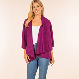 Open Front Solid Wrap Poncho