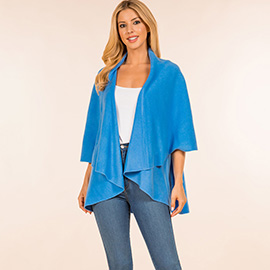 Open Front Solid Wrap Poncho