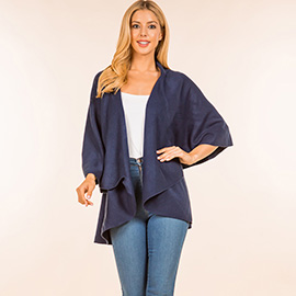 Open Front Solid Wrap Poncho