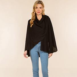 Elegant Solid Drape Wrap Poncho