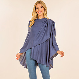 Elegant Solid Drape Wrap Poncho