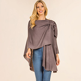 Elegant Solid Drape Wrap Poncho