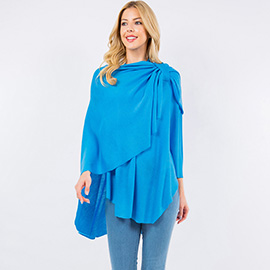 Elegant Solid Drape Wrap Poncho