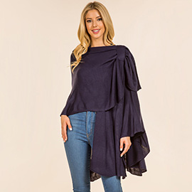 Elegant Solid Drape Wrap Poncho