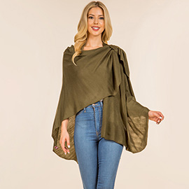 Elegant Solid Drape Wrap Poncho