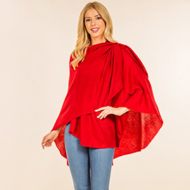 Elegant Solid Drape Wrap Poncho