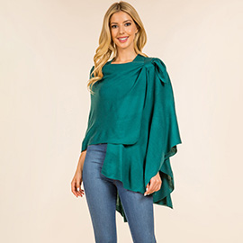 Elegant Solid Drape Wrap Poncho