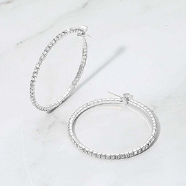40mm Rhinestone Paved Hoop Earrings