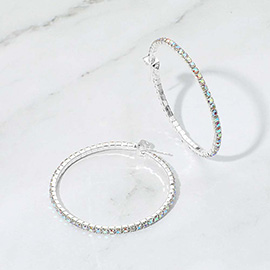 40mm Rhinestone Paved Hoop Earrings