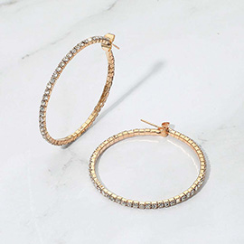 40mm Rhinestone Paved Hoop Earrings