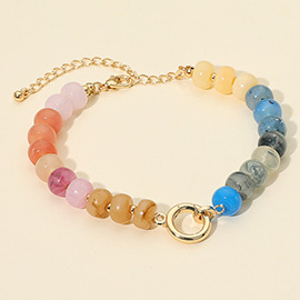 Metal Clasp Accent Gradient Beaded Bracelet