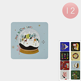 12PCS- Assorted Merry Christmas Greeting Card Set